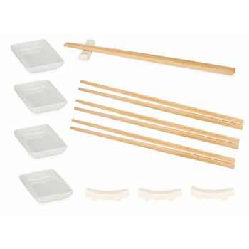 Sushi Komplekt Kinvara 1249SJ4111 Valge Bambus Portselan (12 Tükid, osad) (6 Ühikut)