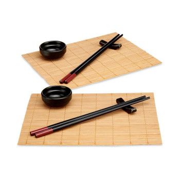 Sushi Komplekt Kinvara SJ4702 Must Naturaalne Bambus Naczynia porcelanowe (8 Tükid, osad) (6 Ühikut)