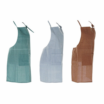 Prijuostė su kišene DKD Home Decor Ruda Turkis Poliesteris Medvilnė Žalia Dangaus mėlynumo (70 x 0.5 x 80 cm) (3 pcs)