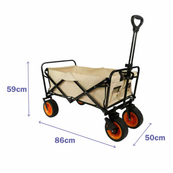 Marbueno Folding Multi-Purpose Cart Steel 200 KG Beige Garden, Beach, Camping 86X50X59 cm,,,