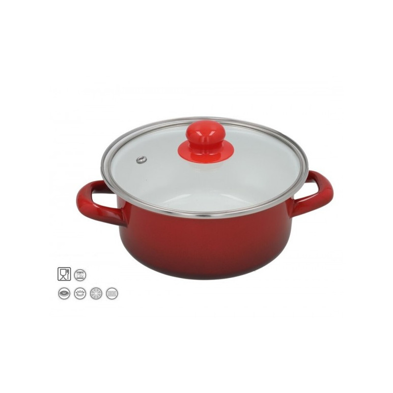 Puodas emaljētsjēts 18cm 1.35L с крышкой traukskc. MOON