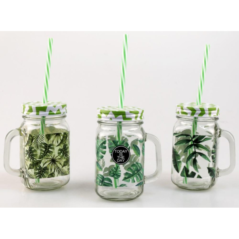 SMŪTIJU JAR  450ML, ASORT.KRĀSAS, TROPU Motive , glass , Anitex