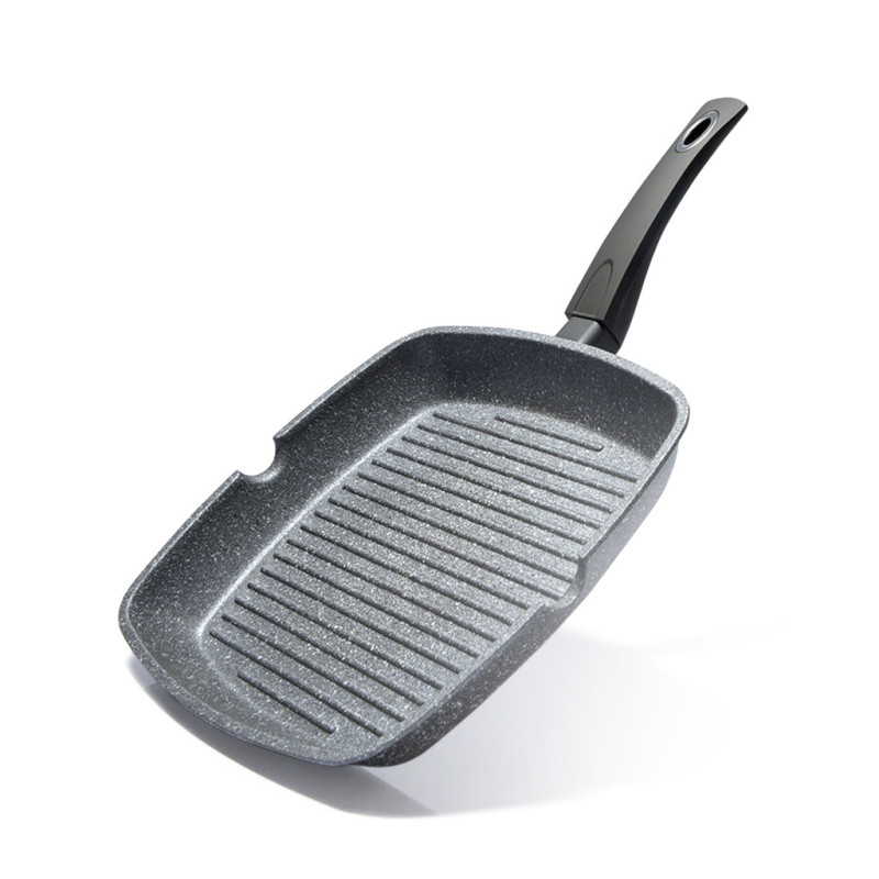 Square grill pan GREY STONE 28x4,3 cm with induction bottom (aluminum with non-stick coating)