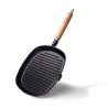 Square grill pan 25x4 cm with wooden handle (cast iron)