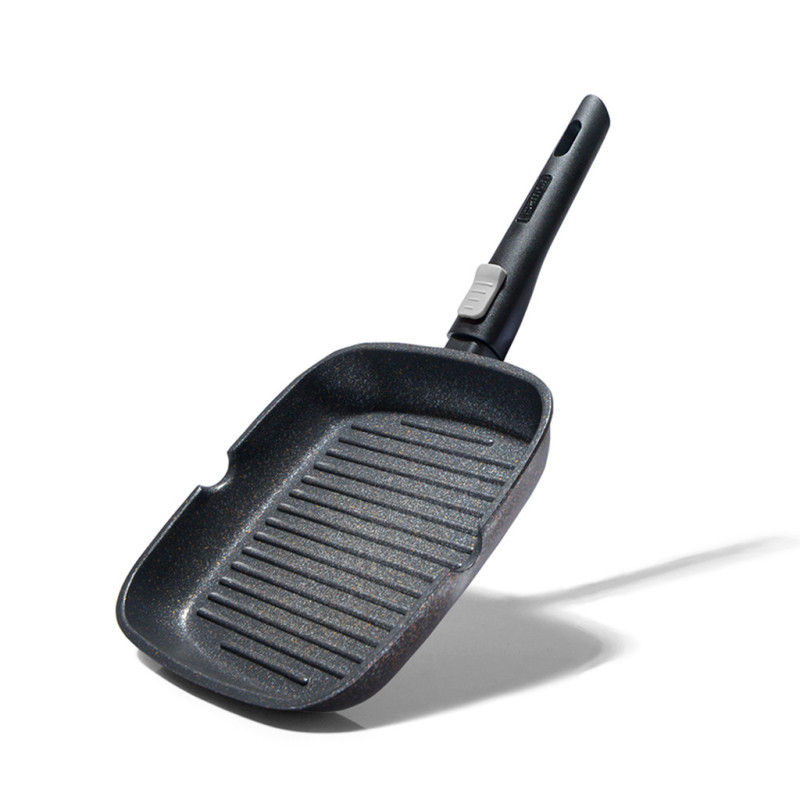 Square grill pan REBUSTO 24x4 cm with detachable handle with induction bottom (aluminium with non-stick coating)