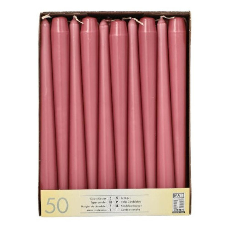 CANDLES 2.2x25CM, 50PC.., TUMŠI ROZĀ, DEG 7ST. 3.0035kg/iepak., Pap Star
