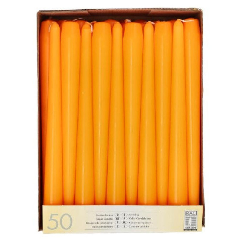 СВЕЧА  S 2.2x25CM, 50ШТ. ., ORANŽAS, DEG 7ST. 3.0035kg/iepak., Pap Star