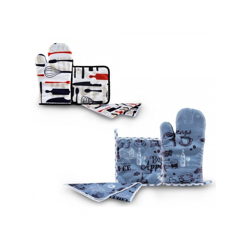 Pirštinė virtuvinė 26*15cm su puodkėle ir šluoste