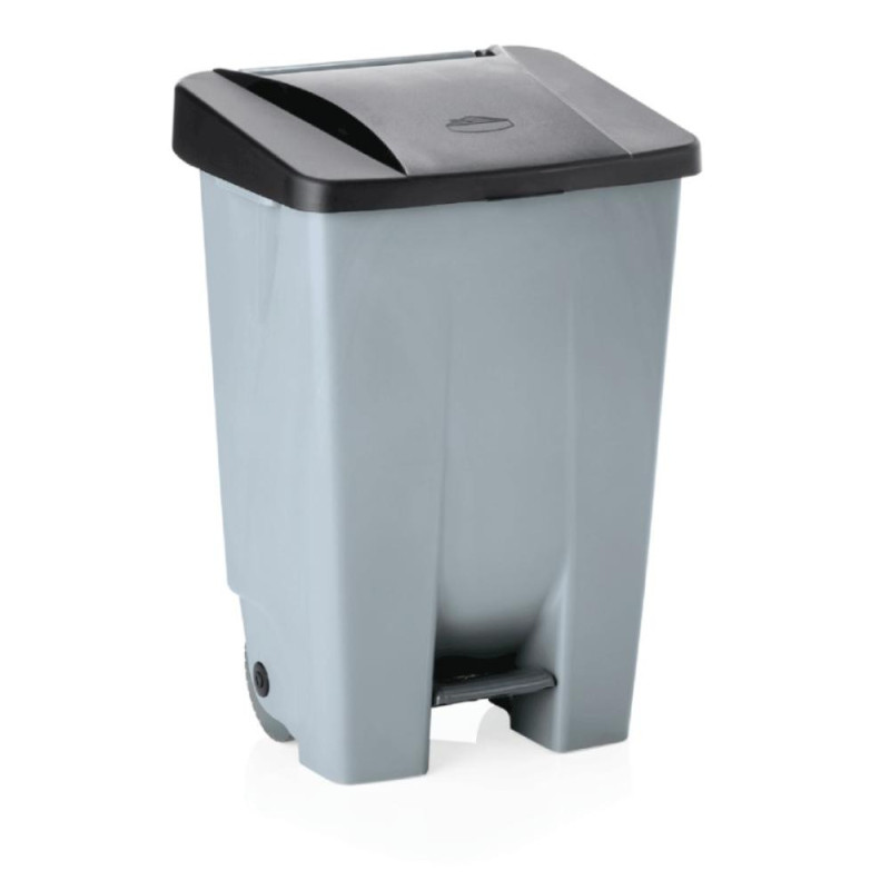 ATKRITUMU KONTEINERS 41x50x74CM/80L AR PEDĀLI, RITEŅIEM, MELNS VĀKS, PE, WAS