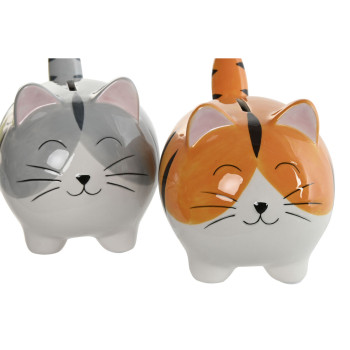 Money box Home ESPRIT Dolomite Cat 16 x 11 x 13 cm (2 Units),,,