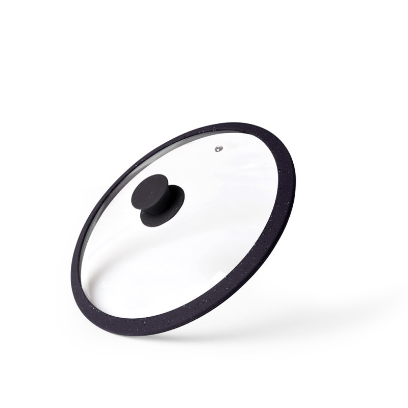 Lid ARCADES 20 cm with BLACK marble silicone rim (glass)