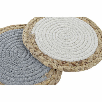 Lauamatt DKD Home Decor Individuaalne Puuvill kiud (20 x 20 x 1 cm) (2 Ühikut)