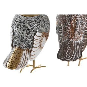 Dekoratyvinė figūrėlė DKD Home Decor Rusvai gelsva Balta Derva Paukštis Šiuolaikiškas (12,5 x 7 x 16 cm) (2 vnt.),,,