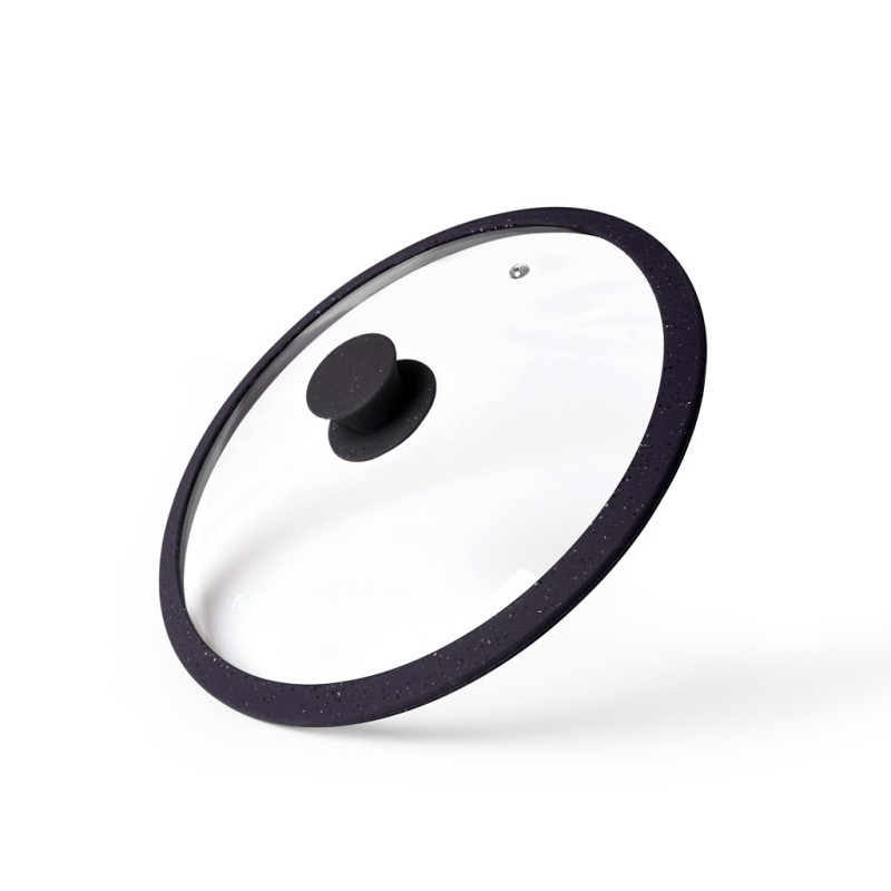 Lid ARCADES 24 cm with BLACK marble silicone rim (glass)