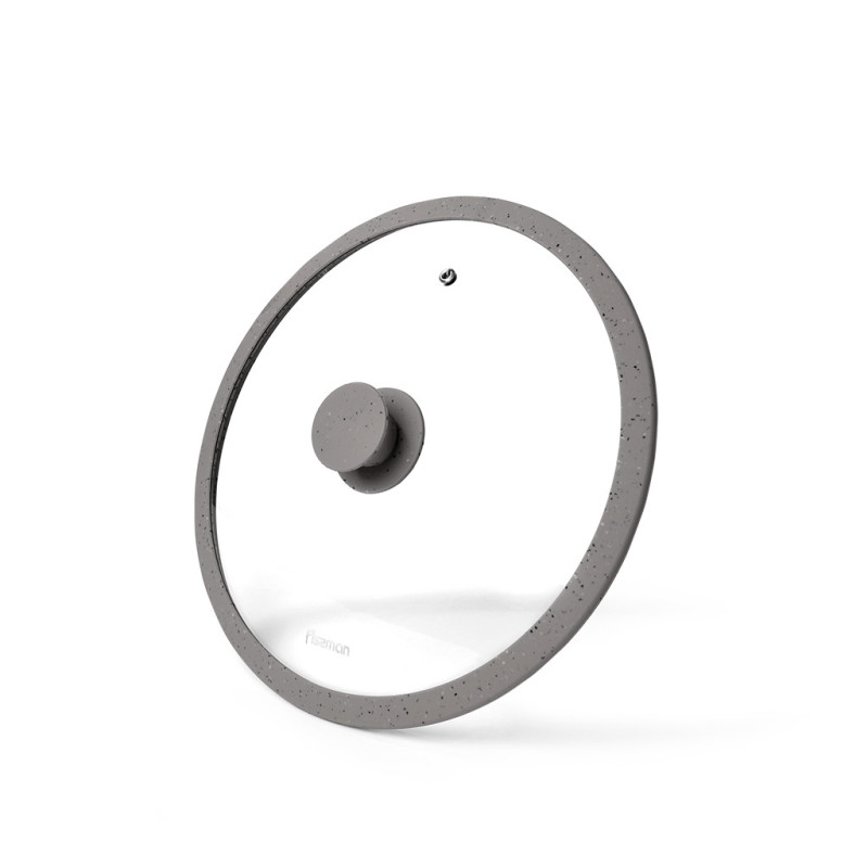 Lid ARCADES 26 cm with GREY marbling silicone rim (glass)