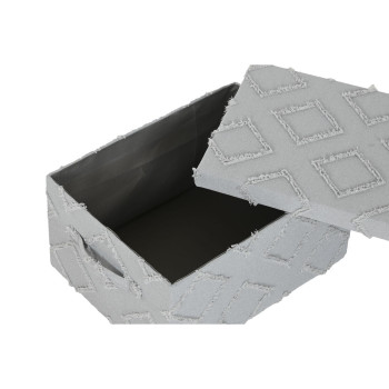 Dekoratīvās Kastes Komplekts Home ESPRIT Pelēks Krēmkrāsa 40 x 30 x 20 cm 3 Daudzums (2 gb.),,,