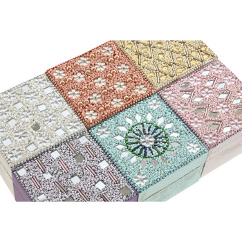 Lādīte Home ESPRIT Daudzkrāsains Rozā Ceriņš Mango koks 10 X 10 X 6,6 cm (2 Daudzums) (6 gb.),,,