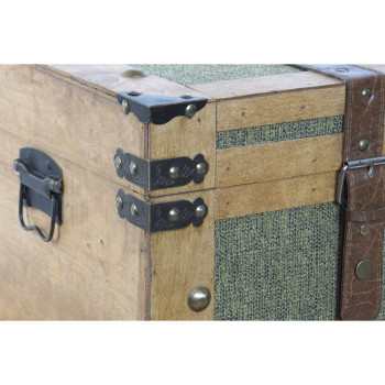 Набор сундуков Home ESPRIT Зеленый Деревянный Полотно Тропический 81 x 50 x 45 cm (3 штук)