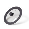 Multi-size lid TRIPLEX 24/26/28 cm with DARK GREY marble silicone rim (glass)