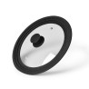 Multi-size lid TRIPLEX 26/28/30 cm with Black marble silicone rim (glass)