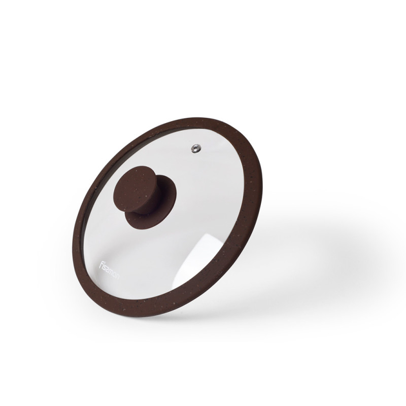 Lid ARCADES 20 cm with DARK BROWN marble silicone rim (glass)