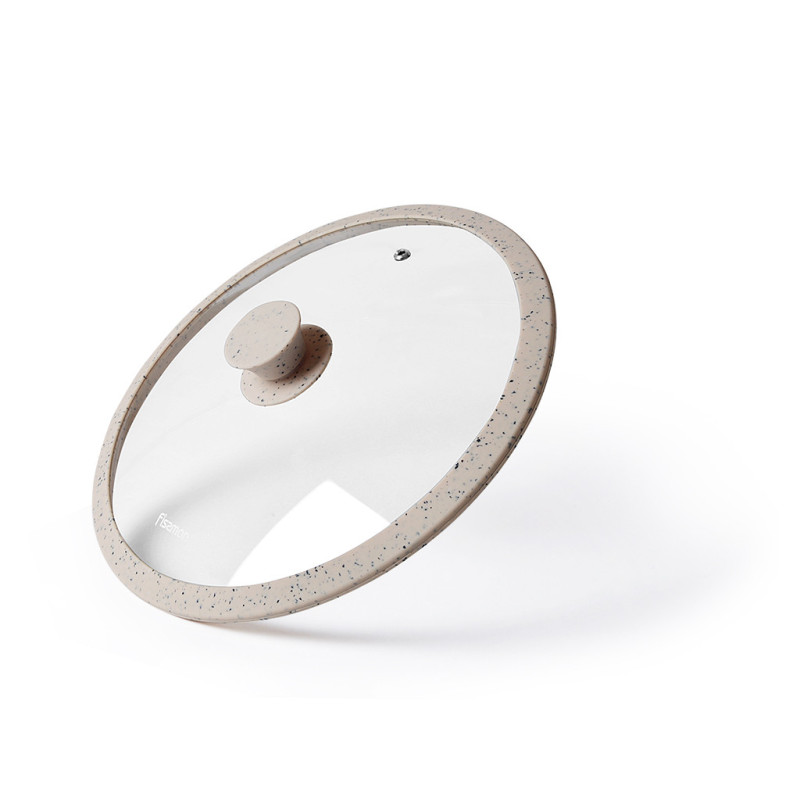 Lid ARCADES 24 cm with BEIGE marble silicone rim (glass)