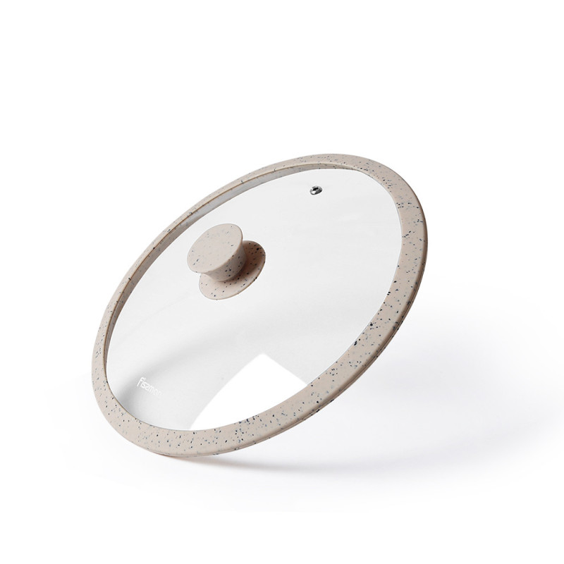 Lid ARCADES 26 cm with BEIGE marble silicone rim (glass)