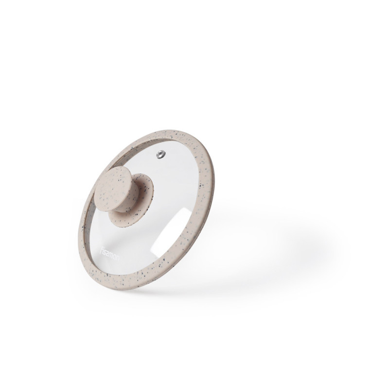 Lid ARCADES 16 cm with BEIGE marble silicone rim (glass)