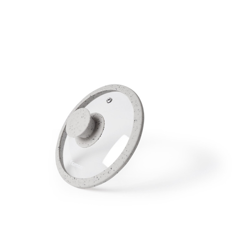 Lid ARCADES 16 cm with LIGHT GREY marble silicone rim (glass)