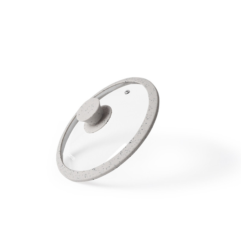 Lid ARCADES 20 cm with LIGHT GREY marble silicone rim (glass)