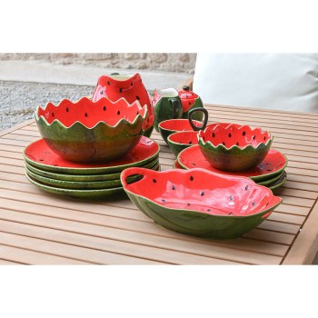 Suupistekauss Home ESPRIT Punane Roheline Keraamika Arbuus 30 x 19,5 x 7,5 cm