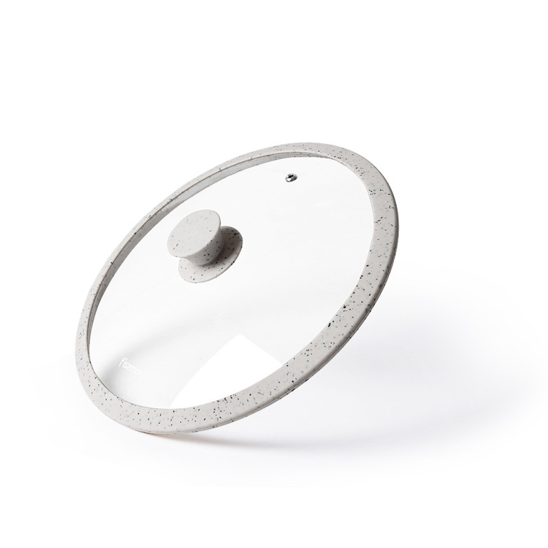 Lid ARCADES 24 cm with LIGHT GREY marble silicone rim (glass)