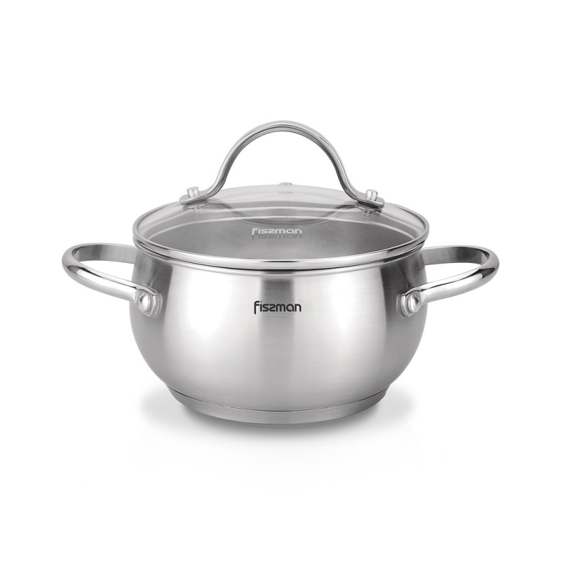 Stockpot MARTINEZ 18x10 cm / 2.5 LTR with glass lid (stainless steel)