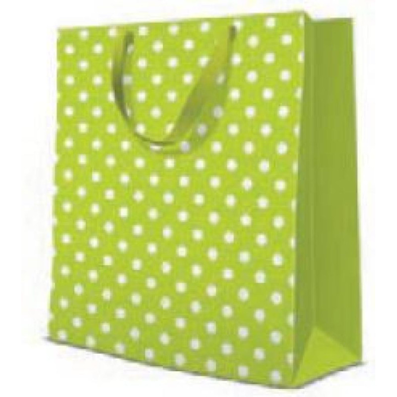 ПОДАРОЧНЫЙ  ПАКЕТ  LARGE 26.5X13X33.5CM DOTSY CHECK KIWI, Paw Decor Collection