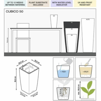 Plant pot Lechuza 50 x 50 x 95 cm Plastic Rectangular,,,