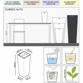 Planter Lechuza 40 x 40 x 105 cm Plastic Rectangular,,,