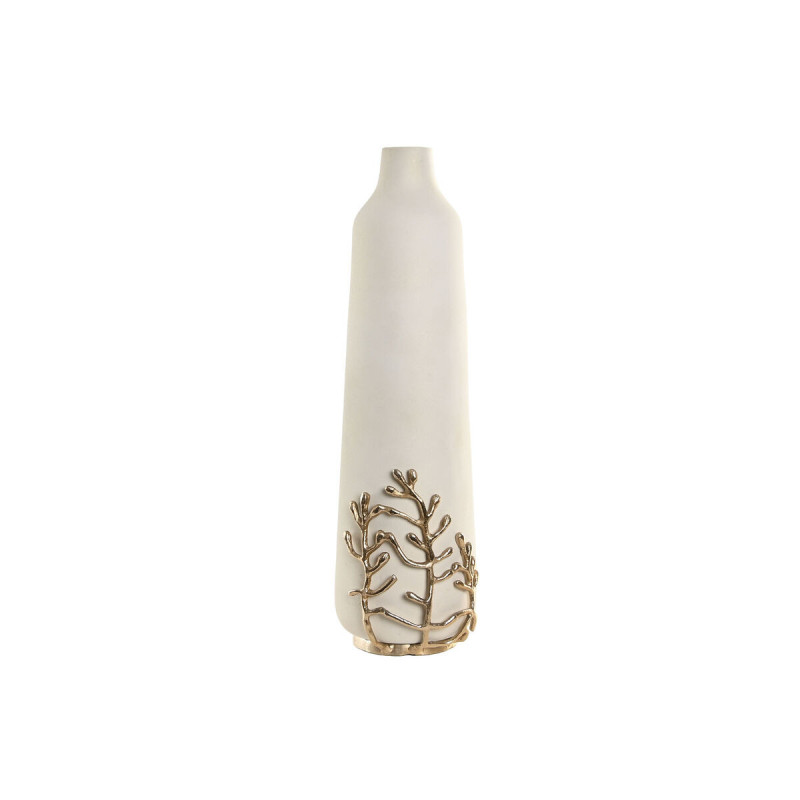 Vase Home ESPRIT White Golden Aluminium Modern 15 x 15 x 52 cm,,,
