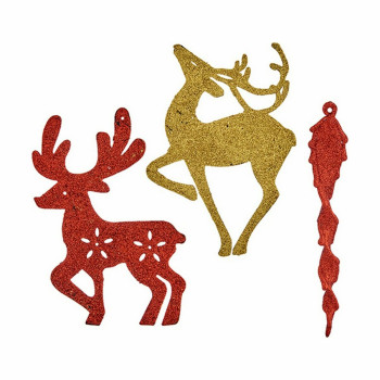 Jõuludekoratsioonide komplekt Krist+ 00510 Punane Kuldne Plastmass 14,5 x 14,5 x 2 cm (24 Ühikut),,,