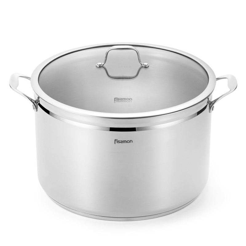 Stockpot MAXI 30x20 cm / 14 LTR with glass lid (stainless steel)