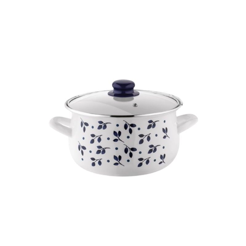 Puodas emaljētsjēts 18cm 2.4L su из стекла.крышка. MEDES