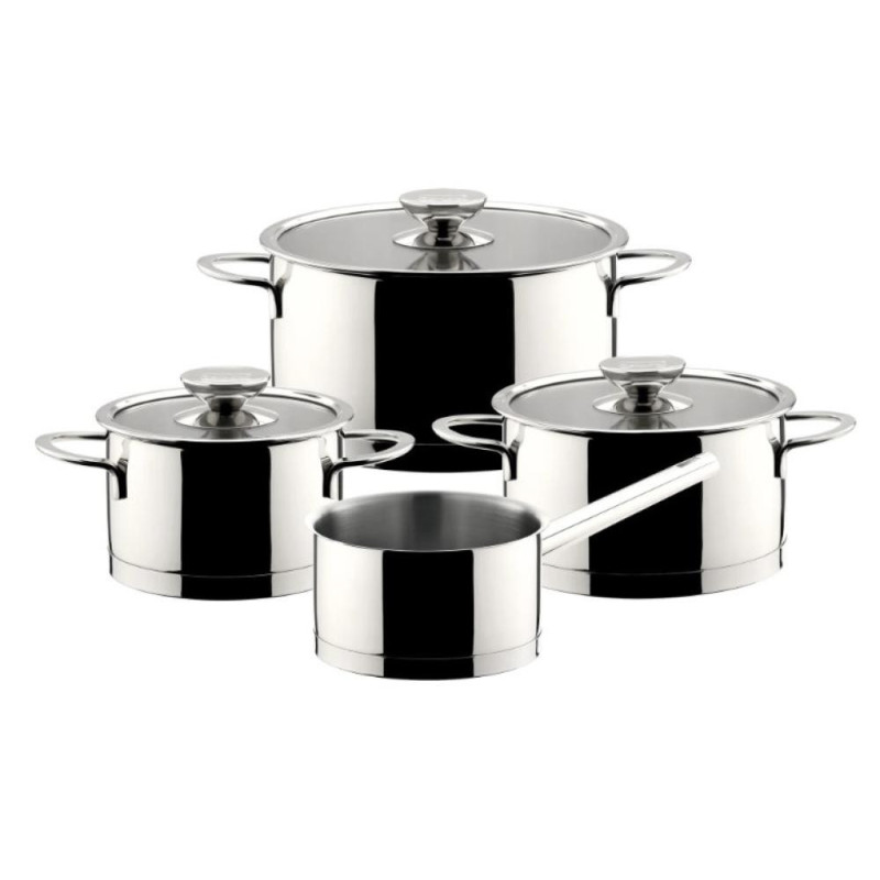 MILLESIMA EDITION 100 4 KATLU НАБОР .: KATLI AR КРЫШКОЙ  16,20,24CM, MĒRCES KATLIŅŠ 16CM, NER.T., STIKLS, Berndes