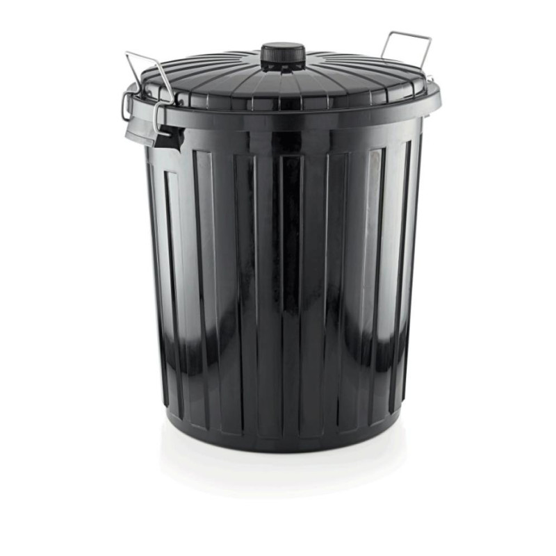 ATKRITUMU TVERTNE 55L, D46/H55CM, AR КРЫШКОЙ  UN РУЧКА URIEM, черное , PP, WAS