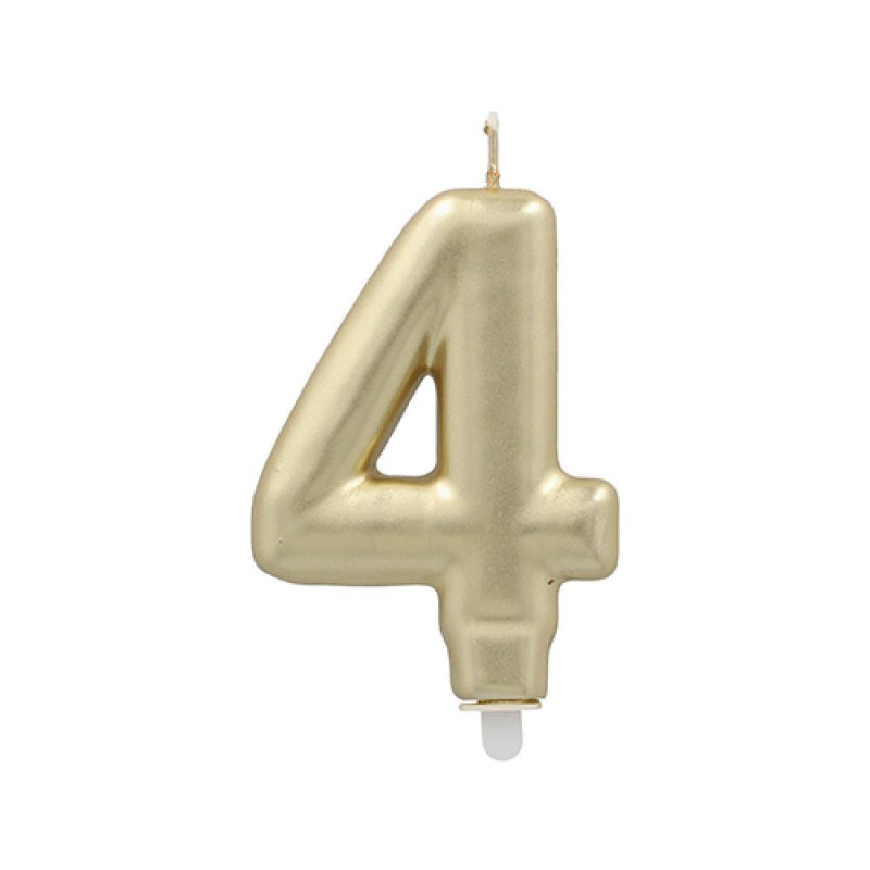 CANDLE-CIPARS ''4'', 7CM, gold  0.033kg/iepak., Pap Star