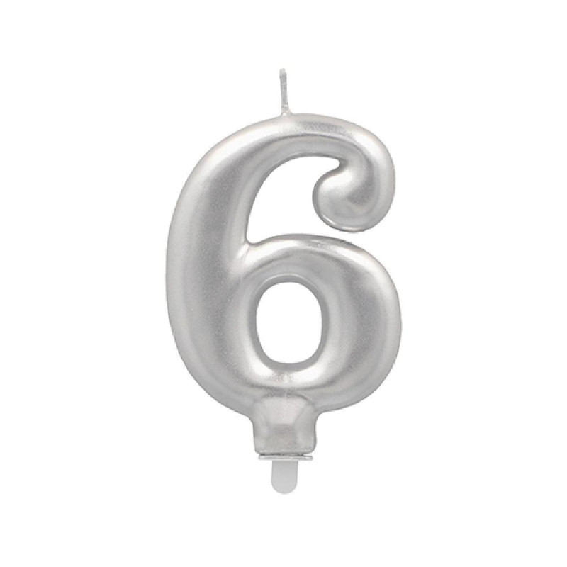 CANDLE-CIPARS ''6'', 7CM, SUDRABA 0.033kg/iepak., Pap Star