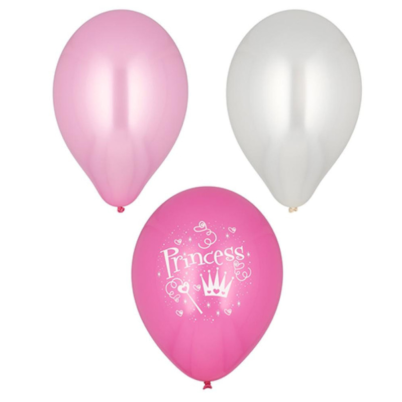 PRINCESS BALONI 6GAB., D29CM, ASORTĒTAS KRĀSAS 0.0296kg/iepak., Pap Star