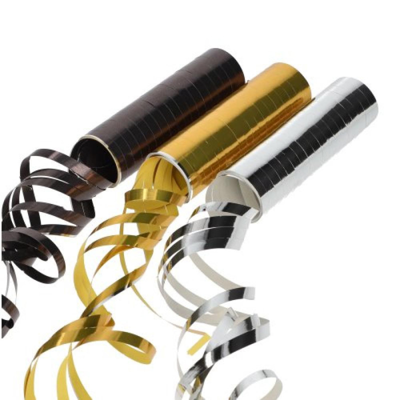 METALLIC DEKORATĪVAS SERPENTĪNES 3PC.., 4M, black /gold /SUDRABA 0.0962kg/iepak., Pap Star
