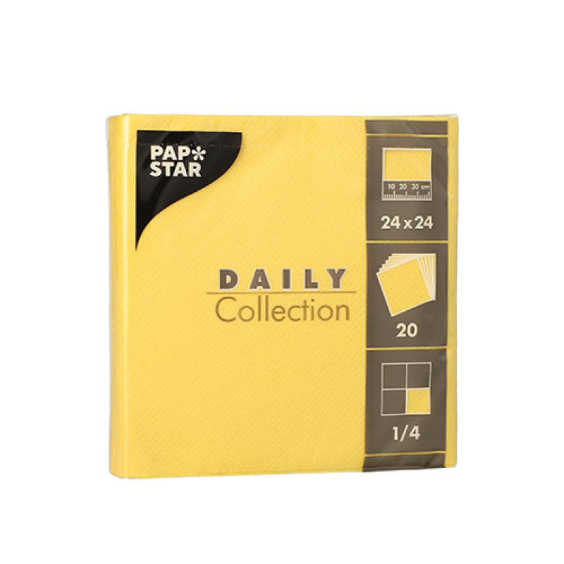 DAILY COLLECTION NAPKINS  20PC.., 24x24CM, DZELTENAS 0.0431kg/iepak., Pap Star