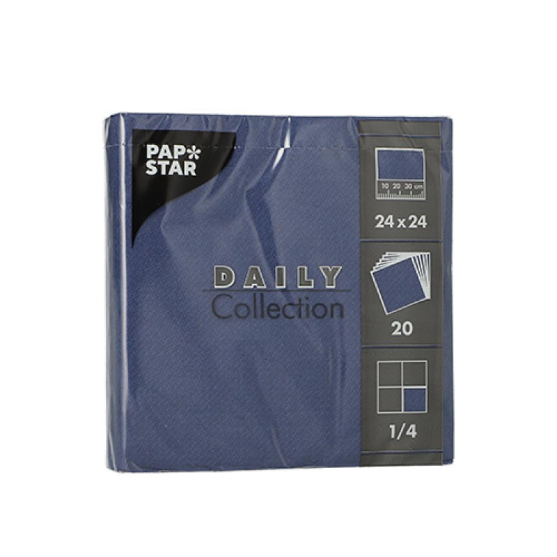 DAILY COLLECTION САЛФЕТКИ  20ШТ. ., 24x24CM, TUMŠI СИНИЙ S 0.0431kg/iepak., Pap Star