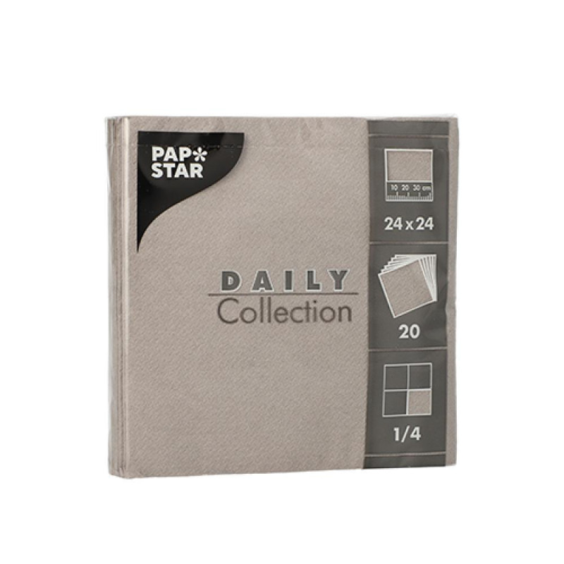 DAILY COLLECTION NAPKINS  20PC.., 24x24CM, GREY  0.0431kg/iepak., Pap Star