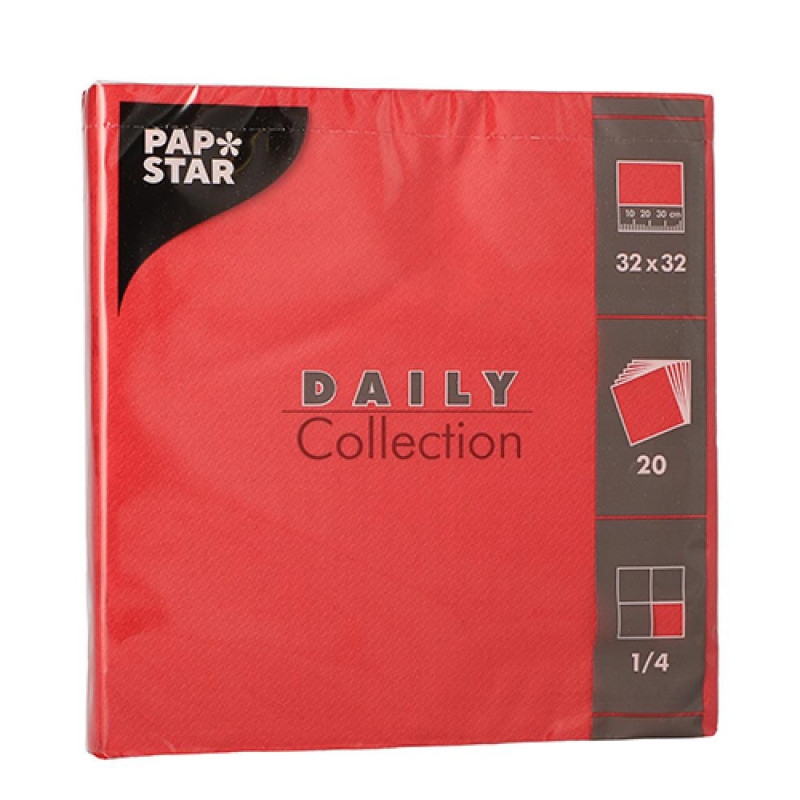 DAILY COLLECTION САЛФЕТКИ  20ШТ. ., 32x32CM, SARKANAS 0.0762kg/iepak., Pap Star